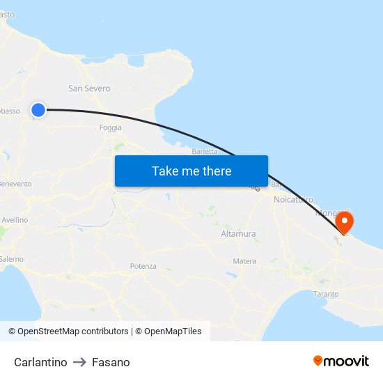 Carlantino to Fasano map
