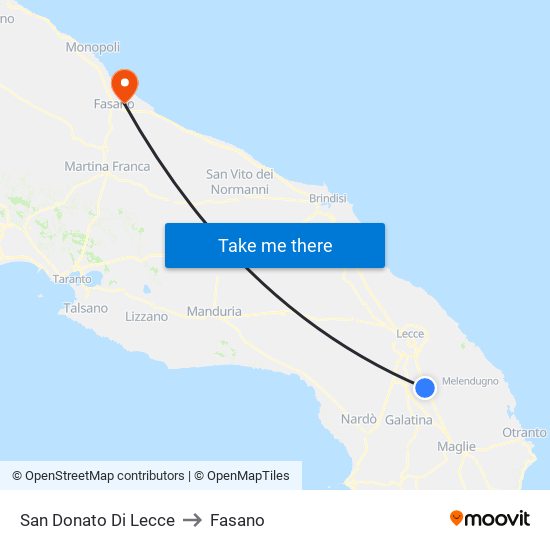 San Donato Di Lecce to Fasano map