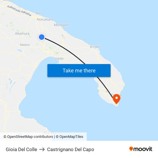 Gioia Del Colle to Castrignano Del Capo map