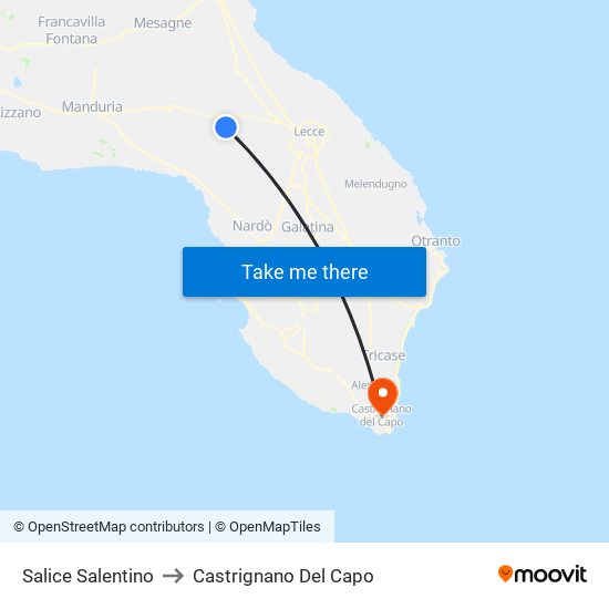 Salice Salentino to Castrignano Del Capo map