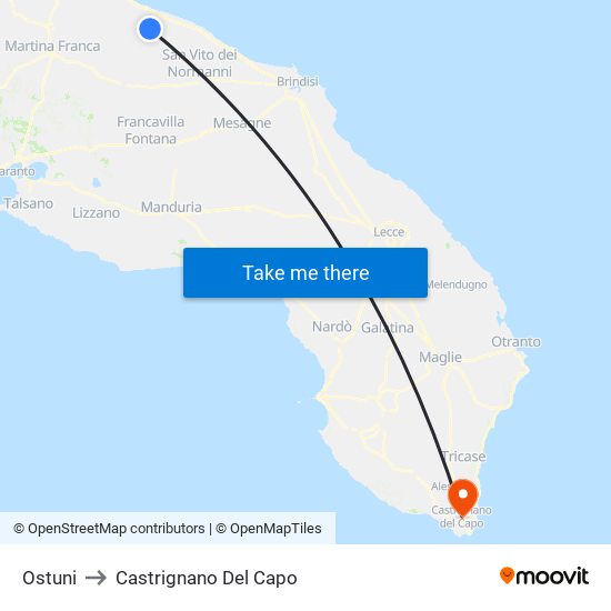 Ostuni to Castrignano Del Capo map