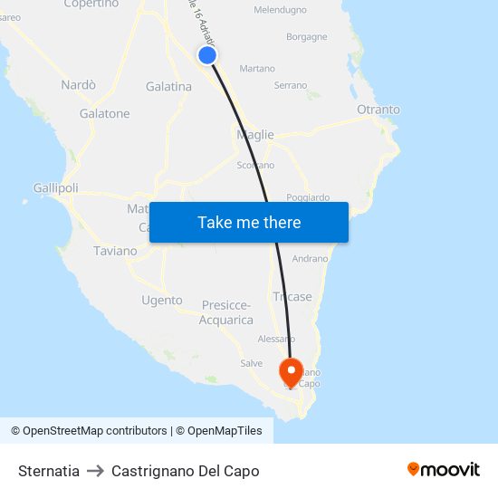 Sternatia to Castrignano Del Capo map