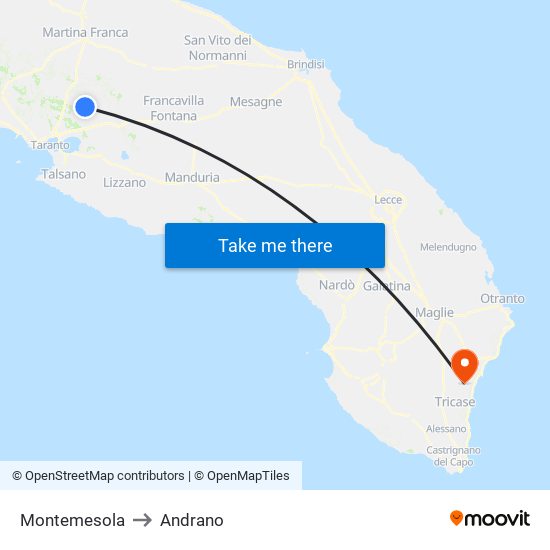 Montemesola to Andrano map
