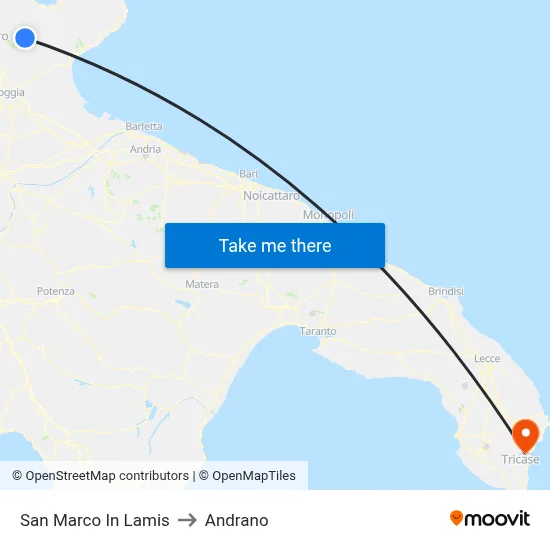 San Marco in Lamis to Andrano map