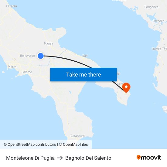 Monteleone Di Puglia to Bagnolo Del Salento map