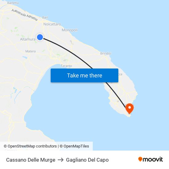 Cassano Delle Murge to Gagliano Del Capo map