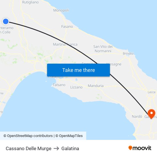 Cassano Delle Murge to Galatina map