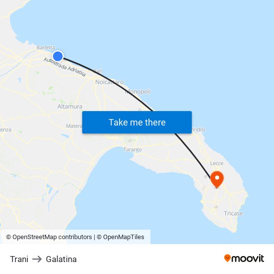 Trani to Galatina map