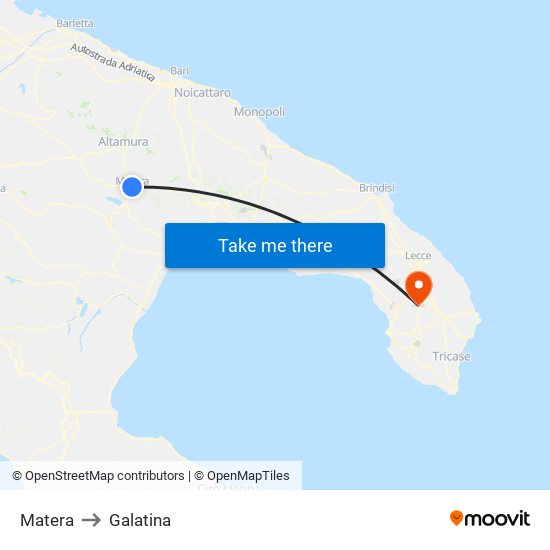 Matera to Galatina map