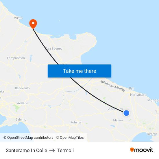 Santeramo In Colle to Termoli map