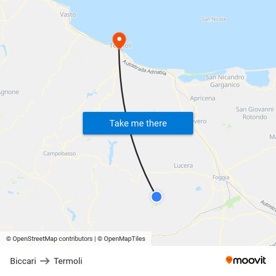 Biccari to Termoli map