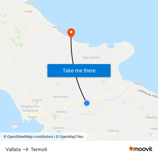 Vallata to Termoli map