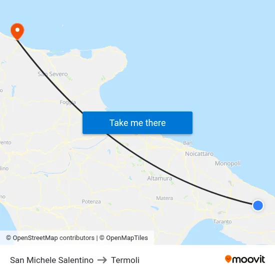 San Michele Salentino to Termoli map