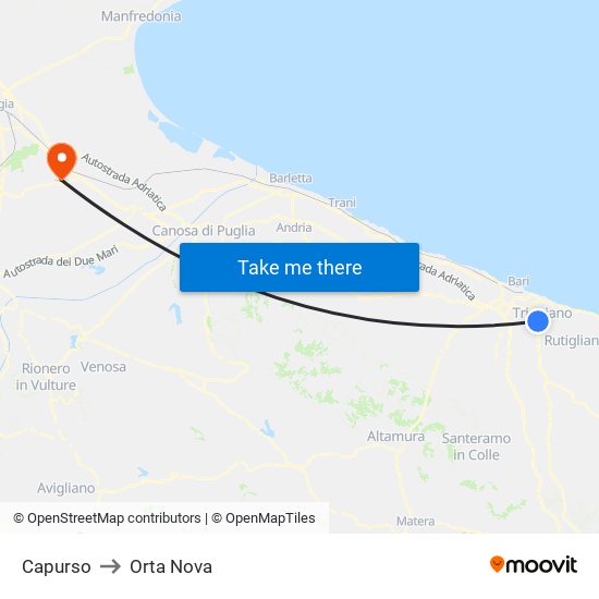 Capurso to Orta Nova map