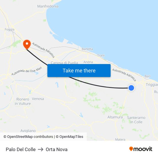 Palo Del Colle to Orta Nova map