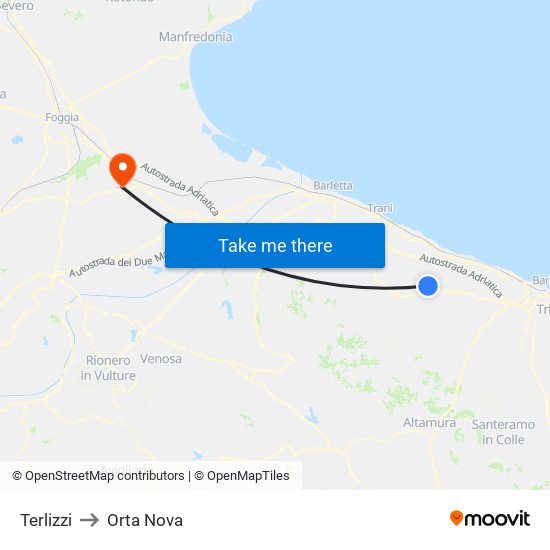 Terlizzi to Orta Nova map