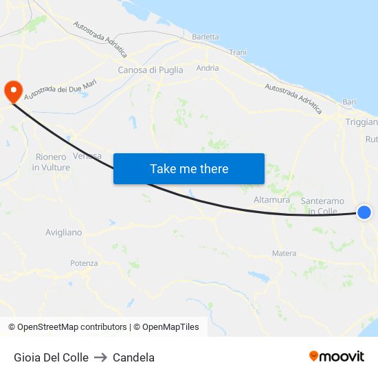 Gioia Del Colle to Candela map