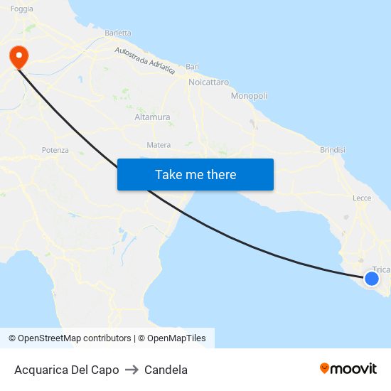 Acquarica Del Capo to Candela map
