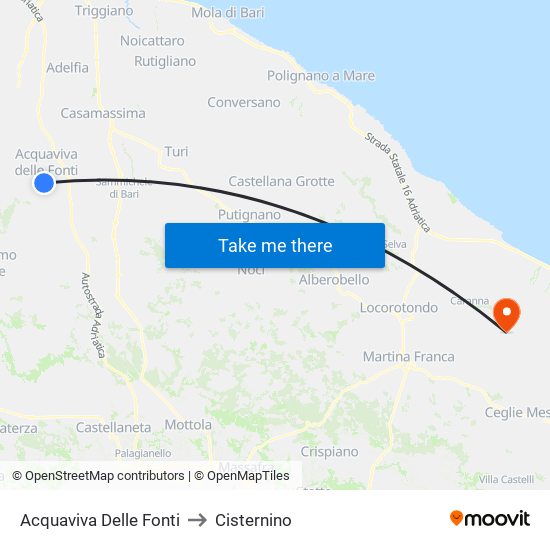 Acquaviva Delle Fonti to Cisternino map