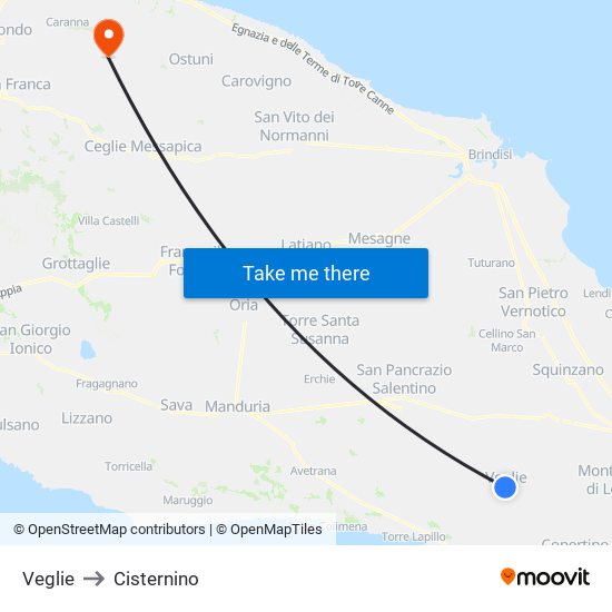 Veglie to Cisternino map
