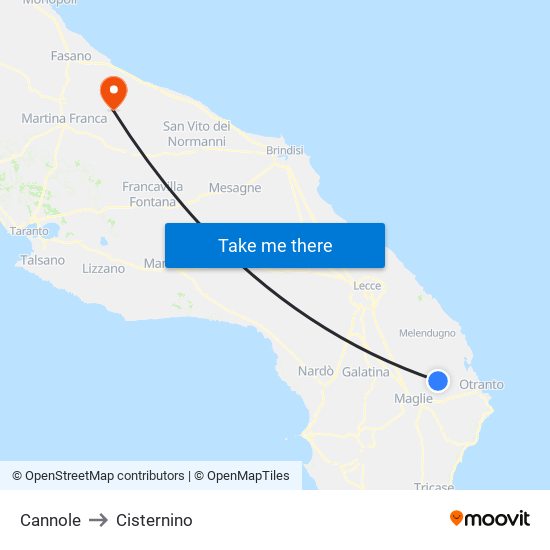 Cannole to Cisternino map