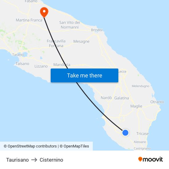 Taurisano to Cisternino map