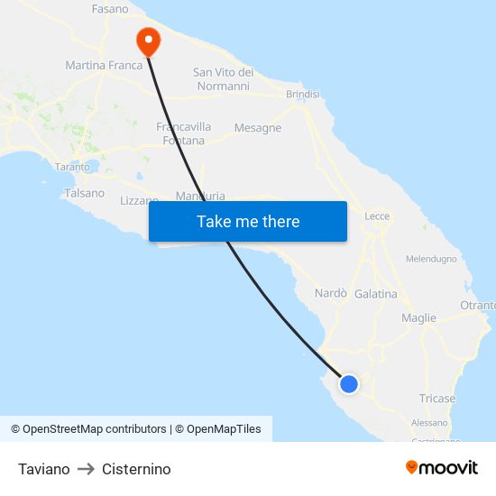 Taviano to Cisternino map