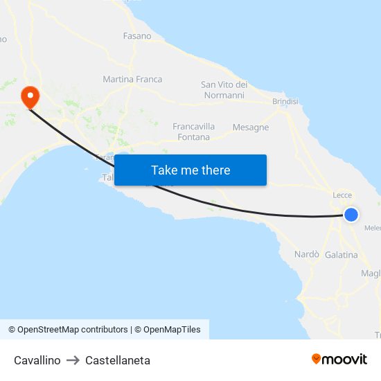 Cavallino to Castellaneta map