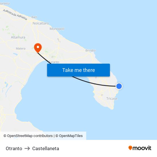 Otranto to Castellaneta map