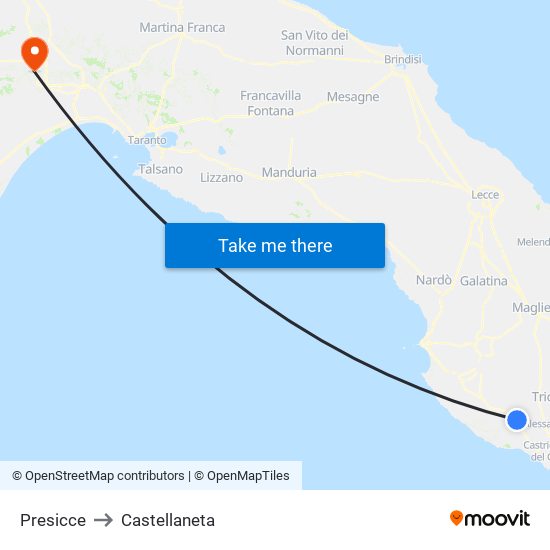 Presicce to Castellaneta map