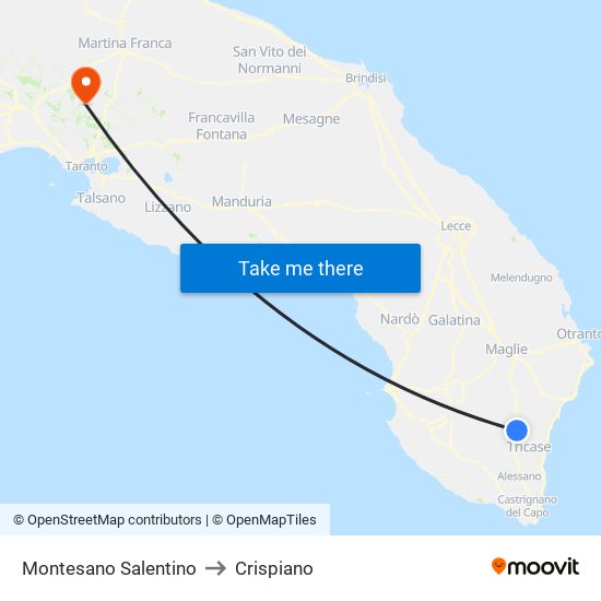 Montesano Salentino to Crispiano map