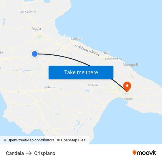 Candela to Crispiano map