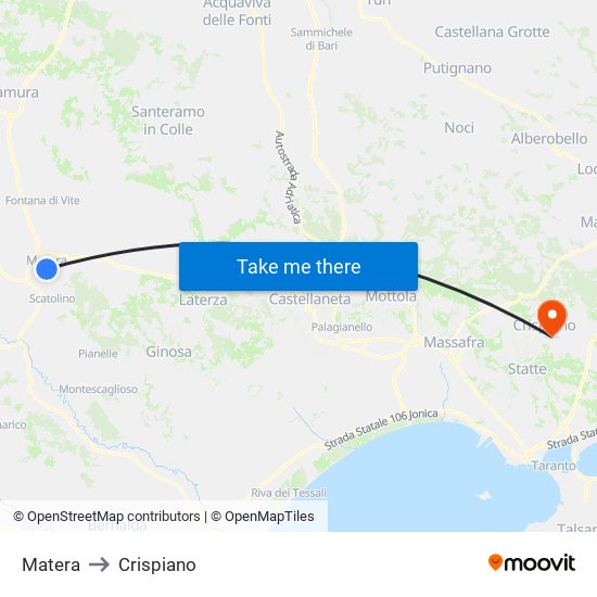 Matera to Crispiano map