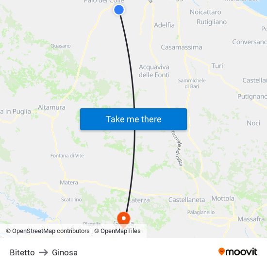 Bitetto to Ginosa map