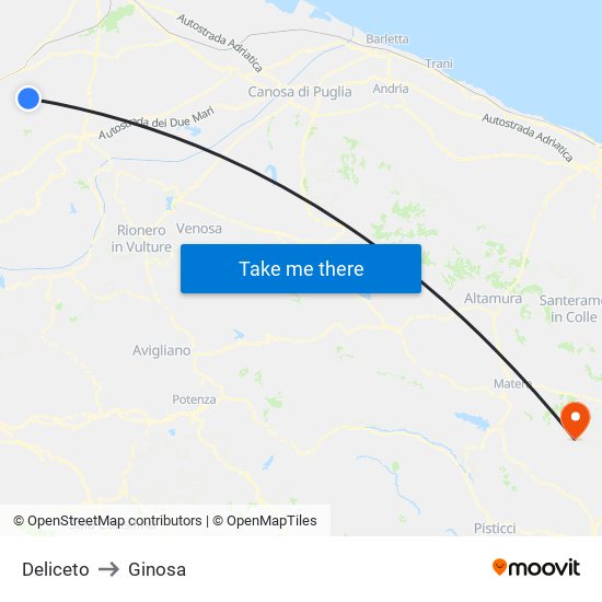 Deliceto to Ginosa map
