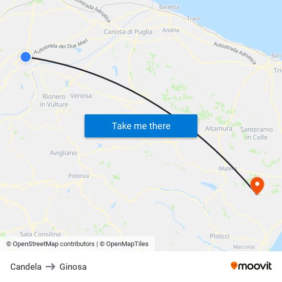 Candela to Ginosa map