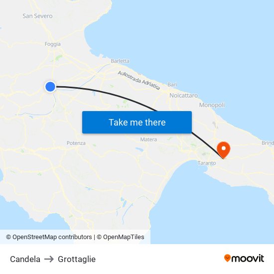 Candela to Grottaglie map