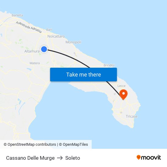 Cassano Delle Murge to Soleto map