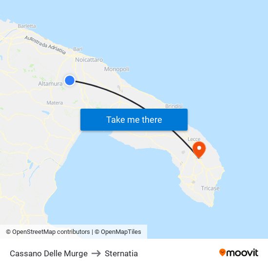 Cassano Delle Murge to Sternatia map