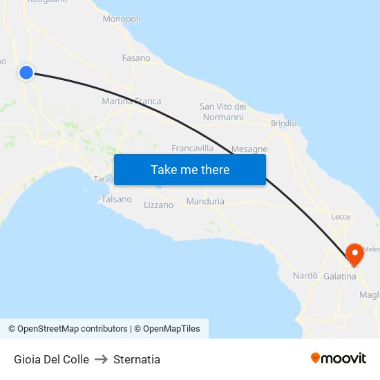 Gioia Del Colle to Sternatia map