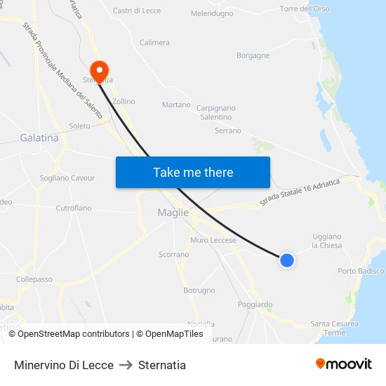 Minervino Di Lecce to Sternatia map