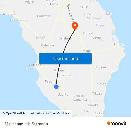 Melissano to Sternatia map