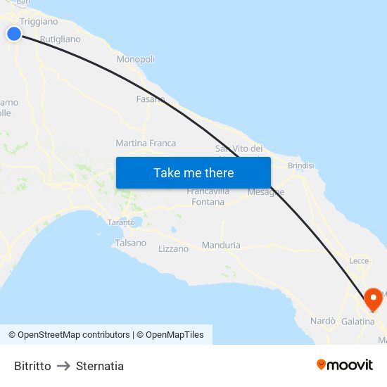 Bitritto to Sternatia map