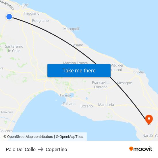 Palo Del Colle to Copertino map