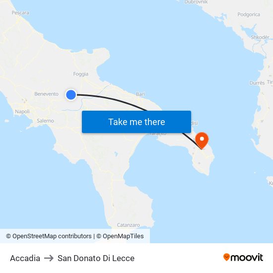 Accadia to San Donato Di Lecce map