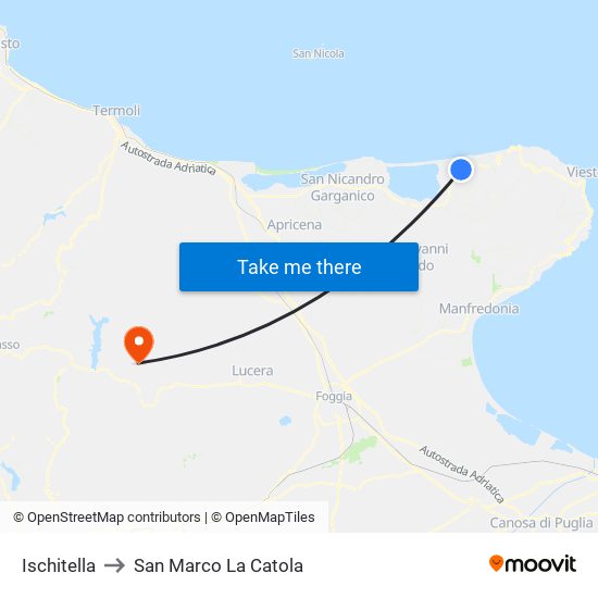 Ischitella to San Marco La Catola map