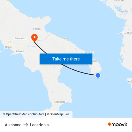 Alessano to Lacedonia map