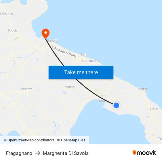 Fragagnano to Margherita Di Savoia map