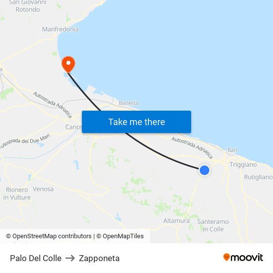 Palo Del Colle to Zapponeta map