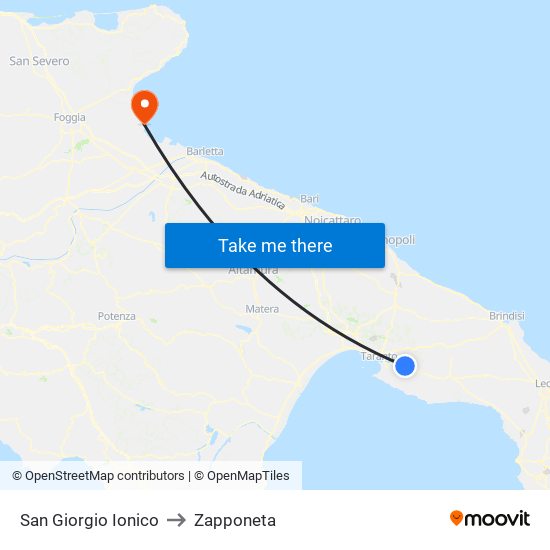 San Giorgio Ionico to Zapponeta map